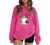Keepink Halloween Sweatshirts for Women UK Cute Ghost Graphic Long Sleeve Jumpers Crewneck Pumpkin Spooky Season Sweaters Trendy Loose Fit Casual Funny Top Cosy Festive Pullover