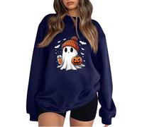 Keepink Halloween Sweatshirts for Women UK Cute Ghost Graphic Long Sleeve Jumpers Crewneck Pumpkin Spooky Season Sweaters Trendy Loose Fit Casual Funny Top Cosy Festive Pullover