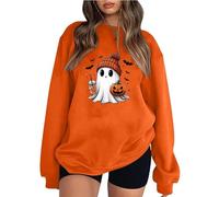 Keepink Halloween Sweatshirts for Women UK Cute Ghost Graphic Long Sleeve Jumpers Crewneck Pumpkin Spooky Season Sweaters Trendy Loose Fit Casual Funny Top Cosy Festive Pullover
