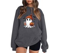 Keepink Halloween Sweatshirts for Women UK Cute Ghost Graphic Long Sleeve Jumpers Crewneck Pumpkin Spooky Season Sweaters Trendy Loose Fit Casual Funny Top Cosy Festive Pullover
