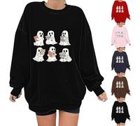 Keepink Halloween Sweatshirts for Women UK Ghost Reading Books Jumpers Cute Spooky Bookish Shirt Funny Graphic Crew Neck Long Sleeve Tops Fall Winter Casual Pullover S-XXL Sale