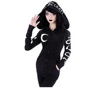 Keepink Hoodies for Women UK Loose Gothic Punk Long Sleeve Coat Ladies Jackets Full Zip Sweatshirt Halloween Witchcraft Hooded Outerwear Warm Cardigan Streetwear Plus Size 8-22 Sale