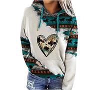 Keepink Hoodies for Women UK Women'S Western Aztec Ethnic Style Hooded Sweatshirts Casual Folk Pullover Long Sleeve Pocket Hoodies Pullover Loose Fit Comfy Tops