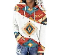 Keepink Hoodies for Women UK Women's Western Aztec Ethnic Style Hooded Sweatshirts Casual Folk Pullover Long Sleeve Sweat Shirts Ladies Jumpers Loose Fit Comfy Tops with Pocket