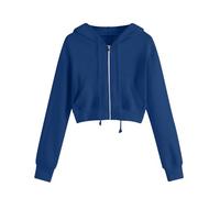 Keepink Jacket for Women UK Cropped Zip Up Hoodie Lightweight Oversized Sweatshirts with Pocket Casual Long Sleeve Hooded Top Zip Girls Cardigan Y2K Fall Winter Outerwear UK