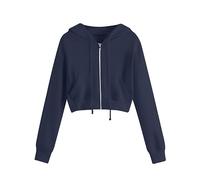 Keepink Jacket for Women UK Cropped Zip Up Hoodie Lightweight Oversized Sweatshirts with Pocket Casual Long Sleeve Hooded Top Zip Girls Cardigan Y2K Fall Winter Outerwear UK
