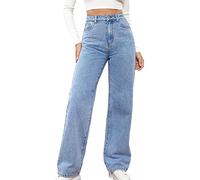 Keepink Jeans for Women UK Clearance Classic Straight Wide Leg Denim High Waisted Pants with Pockets Ladies Casual Outings and Gatherings for All Season Girl Lounge Wear