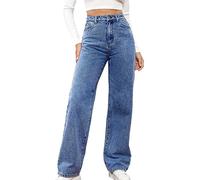 Keepink Jeans for Women UK Clearance Classic Straight Wide Leg Denim High Waisted Pants with Pockets Ladies Casual Outings and Gatherings for All Season Girl Lounge Wear