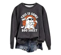 Keepink Jumper Womens Halloween Pumpkin Sweatshirts THIS IS SOME BOO SHEET Shirts Cute Ghost Graphic Fall Spooky Season Pullover Long Sleeve Crewneck Relaxed Tops Clearance