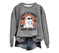 Keepink Jumper Womens Halloween Pumpkin Sweatshirts This is Some Boo Sheet Shirts Cute Ghost Graphic Fall Spooky Season Pullover Long Sleeve Crewneck Relaxed Tops Clearance