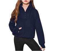 Keepink Jumpers for Girls Age 5-14 Casual Oversized Long Sleeve Pullover Tops 1/4 Zipper Sweatshirts Cute Half Zipper Hoodie Sweater Kids Fleece Jumper Teen Girls Top School