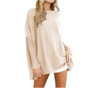 Keepink Jumpers for Women UK Clearance Long Sleeve Shirts Round Neck Casual Tunic Tops Lightweight Soft Comfy Sweaters Drop Shoulder Oversized Sweatshirts Athletic Fall Pullover