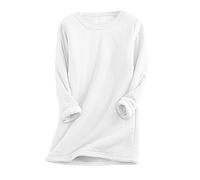 Keepink Jumpers for Women UK Clearance Thick Fleece Lined Jumper Solid Casual Round Neck Long Sleeve Pullover Tops Long Sweater Loungewear Fall Winter Warm Sweatshirt Plus Size 8-22