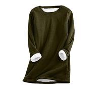 Keepink Jumpers for Women UK Clearance Thick Fleece Lined Jumper Solid Casual Round Neck Long Sleeve Pullover Tops Long Sweater Loungewear Fall Winter Warm Sweatshirt Plus Size 8-22
