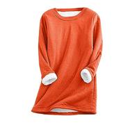 Keepink Jumpers for Women UK Clearance Thick Fleece Lined Jumper Solid Casual Round Neck Long Sleeve Pullover Tops Long Sweater Loungewear Fall Winter Warm Sweatshirt Plus Size 8-22