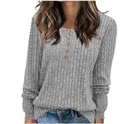 Keepink Jumpers for Women UK Long Sleeve Tunic Top Comfy Swearter Lightweight Loose Jumper Button Crew Neck Casual Knitwear Pullover Shirt for Leggings Autumn Winter Sweatshirts