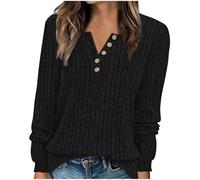 Keepink Jumpers for Women UK Long Sleeve Tunic Top Comfy Swearter Lightweight Loose Jumper Button Crew Neck Casual Knitwear Pullover Shirt for Leggings Autumn Winter Sweatshirts