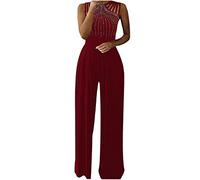 Keepink Jumpsuits for Women UK Summer Wedding Sequin Elegant Party Playsuit Black Clubbing Romper Wide Leg Office Evening Trousers Diamond Halter Sexy One Piece Overalls
