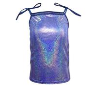 Keepink Kids' Girls Sleeveless Tank Top Sequin Adjustable Strap Vest Top Metallic Camisole Tops Cami Shirts Sparkly Dance Studio Wear for Junior Performers Tie-Back Glitter Tees 4-14Y
