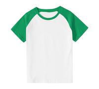 Keepink Kids' Plain Raglan T-Shirts Short Sleeve Casual Top Basic Color-Block Tshirt Breathable Cotton Round Neck Tee for Boys Girls Everyday Summer Unisex Teen Tees 3-14Y