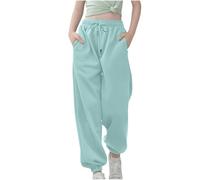 Keepink Kids Trousers Unisex Boys Girls Jogger Sweatpants Plain Drawstring Elasticated Waist Jog Pants Sports Tracksuit Bottom Wide Leg Jogger School Trouser for Girls 3-14