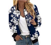Keepink Ladies Bomber Jackets Size 8/16 Lightweight Long Sleeve Zip Up Coats Elegant Smart Jacket Autumn Winter Casual Military Outerwear Baggy Tops Women's Quilted Coat Pockets