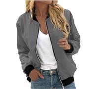 Keepink Ladies Bomber Jackets Size 8/16 Lightweight Long Sleeve Zip Up Coats Elegant Smart Jacket Autumn Winter Casual Military Outerwear Baggy Tops Women's Quilted Coat Pockets
