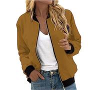 Keepink Ladies Bomber Jackets Size 8/16 Lightweight Long Sleeve Zip Up Coats Elegant Smart Jacket Autumn Winter Casual Military Outerwear Baggy Tops Women's Quilted Coat Pockets