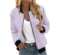 Keepink Ladies Bomber Jackets Size 8/16 Lightweight Long Sleeve Zip Up Coats Elegant Smart Jacket Autumn Winter Casual Military Outerwear Baggy Tops Women's Quilted Coat Pockets