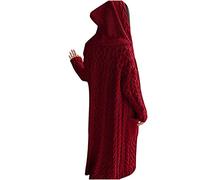 Keepink Ladies Cardigans UK Long Sleeve Maxi Hoodies Open Front Oversized Knitted Sweater Coat Hooded Crochet Cardigan Casual Warm Overcoat Outerwear with Pockets Clearance