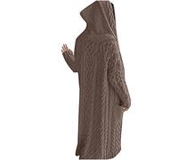 Keepink Ladies Cardigans UK Long Sleeve Maxi Hoodies Open Front Oversized Knitted Sweater Coat Hooded Crochet Cardigan Casual Warm Overcoat Outerwear with Pockets Clearance