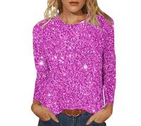 Keepink Ladies Christmas Tops Sparkly Jumpers for Women UK Classic Long Sleeved Round Neck Pullover Shirts Casual Loose Tunic Blouse Glitter Cotton T Shirts S-XXL Clearance