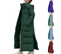 Keepink Ladies Coats Longline Warm Down Cotton Jacket Womens Coat Winter Hooded Maxi Length Long Sleeve Padded Coat Quilted Outerwear Hoodie Warm Parka Overcoats Windproof Rainproof Windbreaker