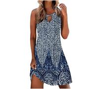 Keepink Ladies Dresses Size 8-16 Petite Knee Long Dress Loose Sleeveless Dresses Vintage Floral Dresses A Line Beach Sundress Smart Casual Dresses for Women UK Vacation Daily