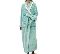 Keepink Ladies Dressing Gown Flannel Soft Robe Warm Fluffy Bathrobes with Shawl Collar Long Housecoat Unisex Cover Up Matching Loungewear for Anniversary Trips Romantic Weekends
