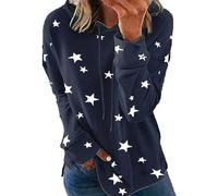 Keepink Ladies Jumpers Star Print Hoodie Funny Long Sleeve Round Neck Sweatshirt Basic Loose Pullover Blouses Cosy Plus Size Sweater Dressy Casual Tunic Tops for Christmas Nights