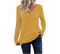 Keepink Ladies Jumpers V Neck Button Up Sweaters Lightweight Soft Knit Top Elegant Long Sleeve Tunic Tops Comfy Loose Pullover Shirts Work Office Party Dressy Blouses Winter Spring