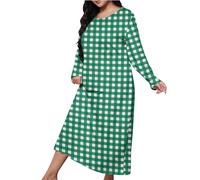 Keepink Ladies Nighties Long Sleeve Round Neck Nightdresses Boho Polka Dots Printed Long Housecoat Comfort Nightdress Casual Nighty Nightwear Soft Sleepwear Relaxing Loungewear
