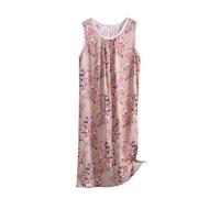 Keepink Ladies Nighties UK Women's Plus Size Floral Printed Nightshirt Summer Nightgown Crew Neck Sleeveless Sleep Dress Oversized Casual Loungewear Nightdresses for Sleep Home