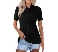Keepink Ladies Polo Shirts Size 8-18 UK Button Down V Neck Summer Tops Dressy Casual Collared Business Work Blouses Printed Tunic T Shirts Women's Short Sleeve Polo Shirt Clearance