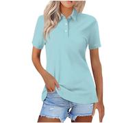 Keepink Ladies Polo Shirts Size 8-18 UK Button Down V Neck Summer Tops Dressy Casual Collared Business Work Blouses Printed Tunic T Shirts Women's Short Sleeve Polo Shirt Clearance