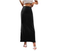 Keepink Ladies Skirt High Waist Tummy Control Pencil Skirts Soft Stretchy Bodycon Midi Skirt with Back Slit Fitted Smart Casual Everyday Skirts for Office Party Club Night Out