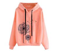 Keepink Ladies Sweatshirts and Hoodies Oversized Jumpers Love Graphic Printing Pullover Tops Lightweight Fleece Hooded Sweatshirt Casual Long Sleeve Shirts Preppy Clothes Fall Winter