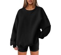 Keepink Ladies Sweatshirts without Hood Solid Crew Neck Tunic Pullover Casual Long Sleeves Fleece Tops Lightweight Loose Jumpers Sportswear Sweat Shirt for Women UK Size 8-16 Sale