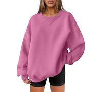 Keepink Ladies Sweatshirts without Hood Solid Crew Neck Tunic Pullover Casual Long Sleeves Fleece Tops Lightweight Loose Jumpers Sportswear Sweat Shirt for Women UK Size 8-16 Sale