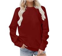Keepink Ladies Sweatshirts Without Hood Womens Jumpers Solid Loose Fit Long Sleeve Tunic Tops Comfy Casual Sweat Shirts Crew Neck Pullover Lightweight Plus Sizes Hoodies