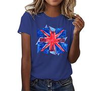 Keepink Ladies Tops Independence Day Shirts British Flag Shirt Top Womens 4th of July T-Shirts Short Sleeve Crew Neck Patriotic Tees Loose Tunic Dressy Blouse Summer Tees UK