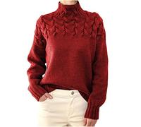 Keepink Ladies Winter Jumpers Turtleneck Batwing Long Sleeve Tops Soft Cable Knit Jumper Warm Cashmere Sweater Oversized Tunic Pullover Smart Casual Blouse Textured Jumper Sweatshirts
