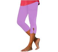 Keepink Leggings for Women UK 3/4 Length High Waist Capri Pants Slim Summer Essentials Jogging Bottoms Seamless Yoga Trousers Tummy Control Butt Lift Gym Legging Plus Size 8-18