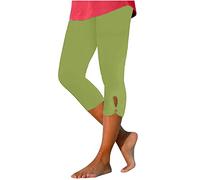 Keepink Leggings for Women UK 3/4 Length High Waist Capri Pants Slim Summer Essentials Jogging Bottoms Seamless Yoga Trousers Tummy Control Butt Lift Gym Legging Plus Size 8-18